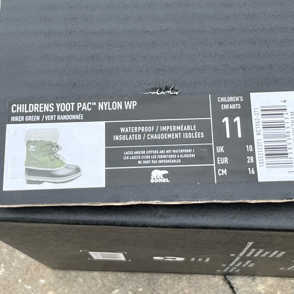 EUC Sorel Children’s Yoot PAC Nylon Waterproof Boots Size 11 in Hunter Green - Picture 16 of 16